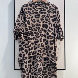 SHEIN Animal Print Blouse - Black and Brown
